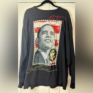 Barak Obama Black Graphic Long Sleeve Shirt